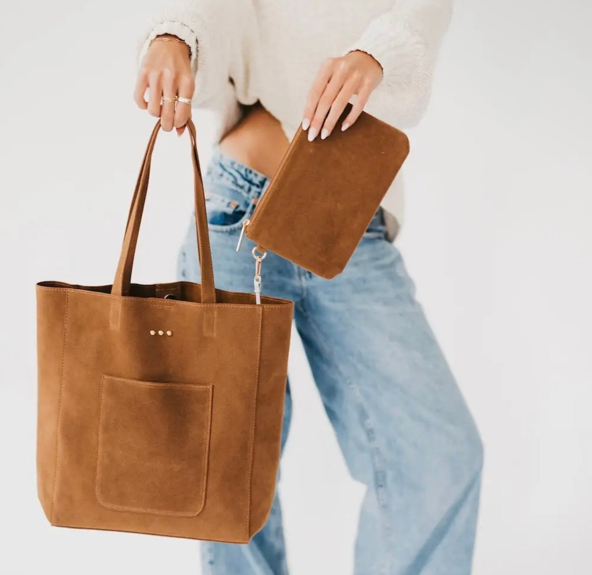 Dawn Suede Carry All Tote (Camel)