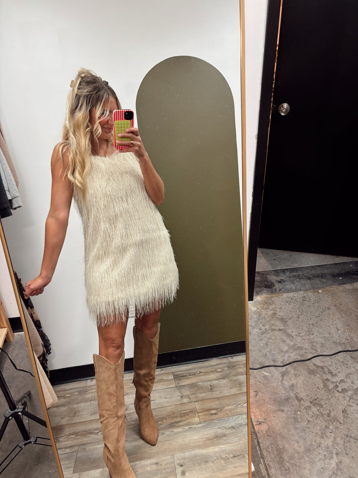 Shake It Off Fringe Dress (Cream)