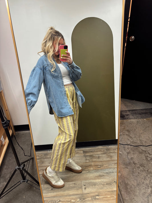 Perry Stripe Parachute Pant (Yellow)