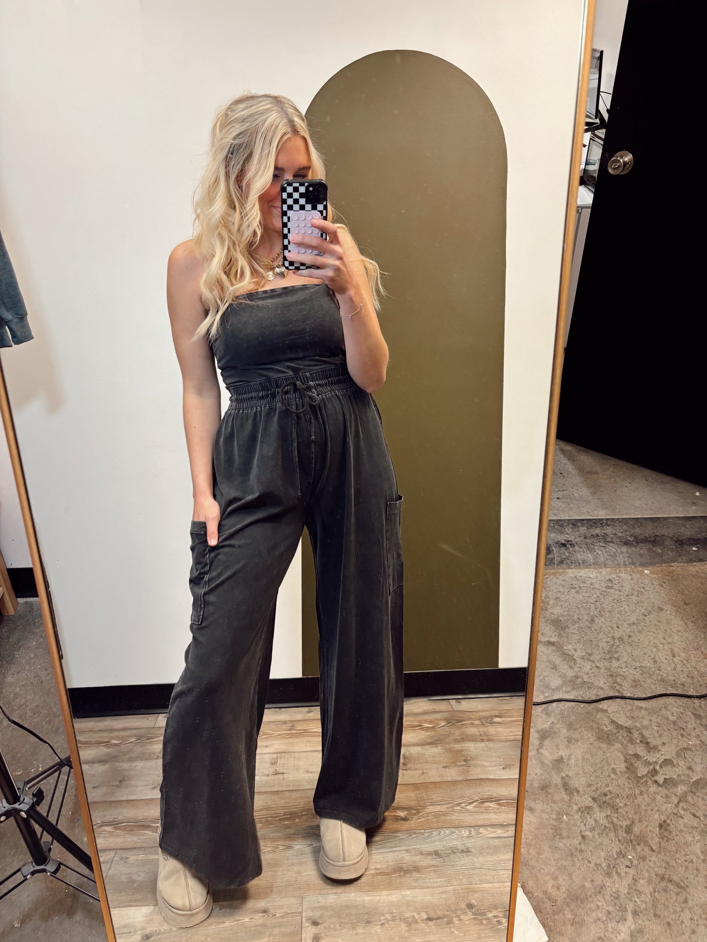 Free To Be Strapless Jumpsuit (Black)