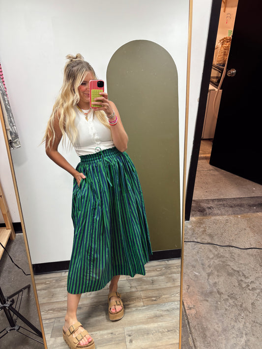 Keaton Stripe Skirt (Green)