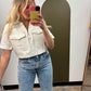 Marlee Crop Denim Top (White)