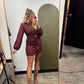 Sadie Front Tie Dress (Merlot)