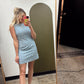 Eyelet Emb Mini Dress (Blue)