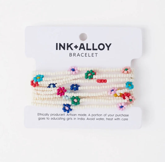 Flower Beaded Bracelet Set