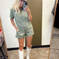 Cali Vibe Denim Romper (Sage)