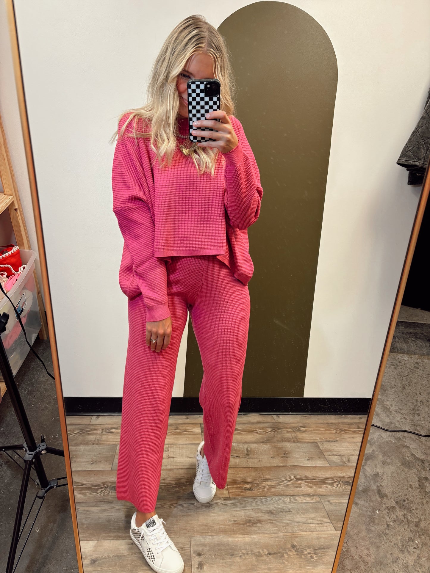 Rosy Textured Sweater (Pink)