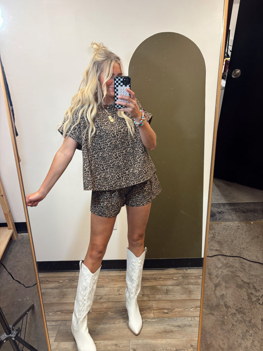 What A Pair Leopard Short Set