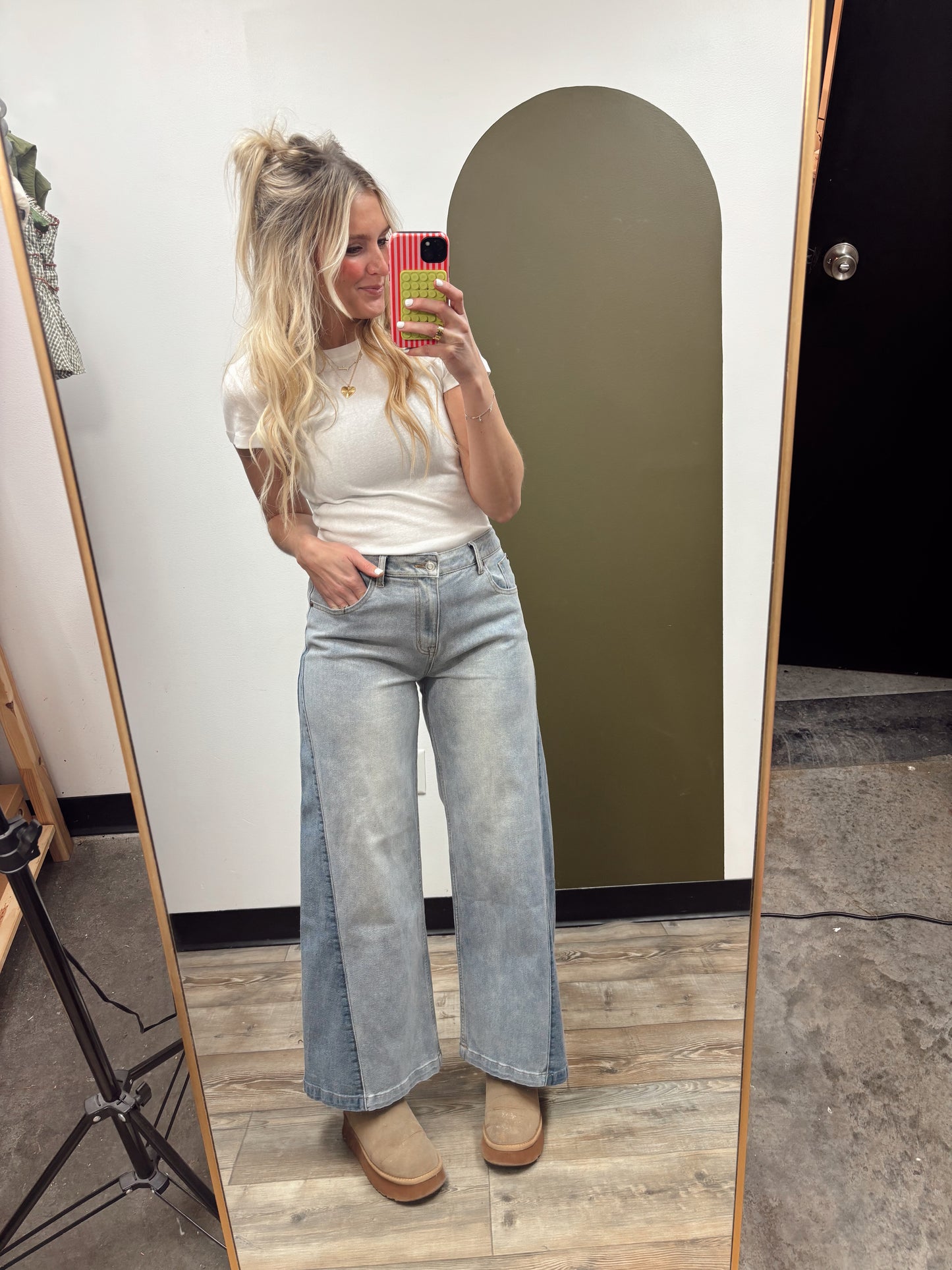 Two Tone Wide Leg Denim