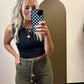 Ellie Ribbed Crop Tank (Black)