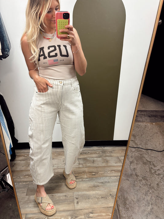 Pinstripe Barrel Pant