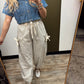 Seersucker Bow Detail Pant