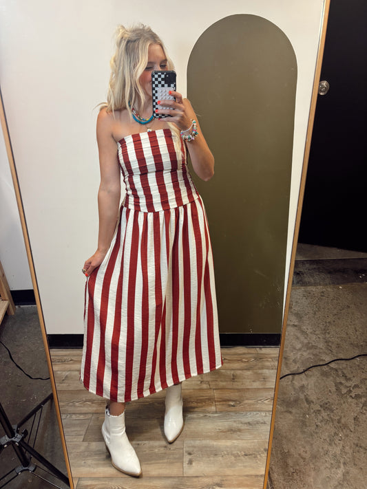 Mona Stripe Midi (Red)
