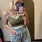 Button And Layer Tank (Olive)