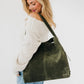 Evie Suede Hobo Bag (Olive)