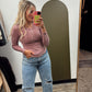 Washed Henley Button Top (Maroon)