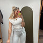 Cowl Neck Detail Top (White)