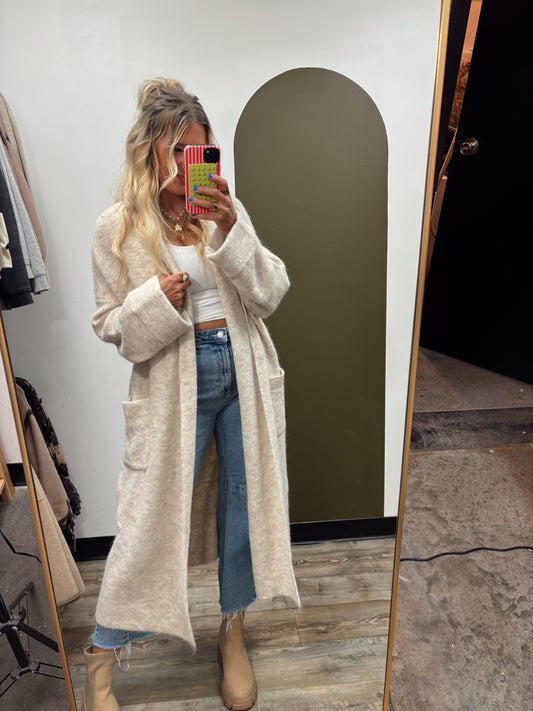 Kylee Long Cardigan (Taupe)