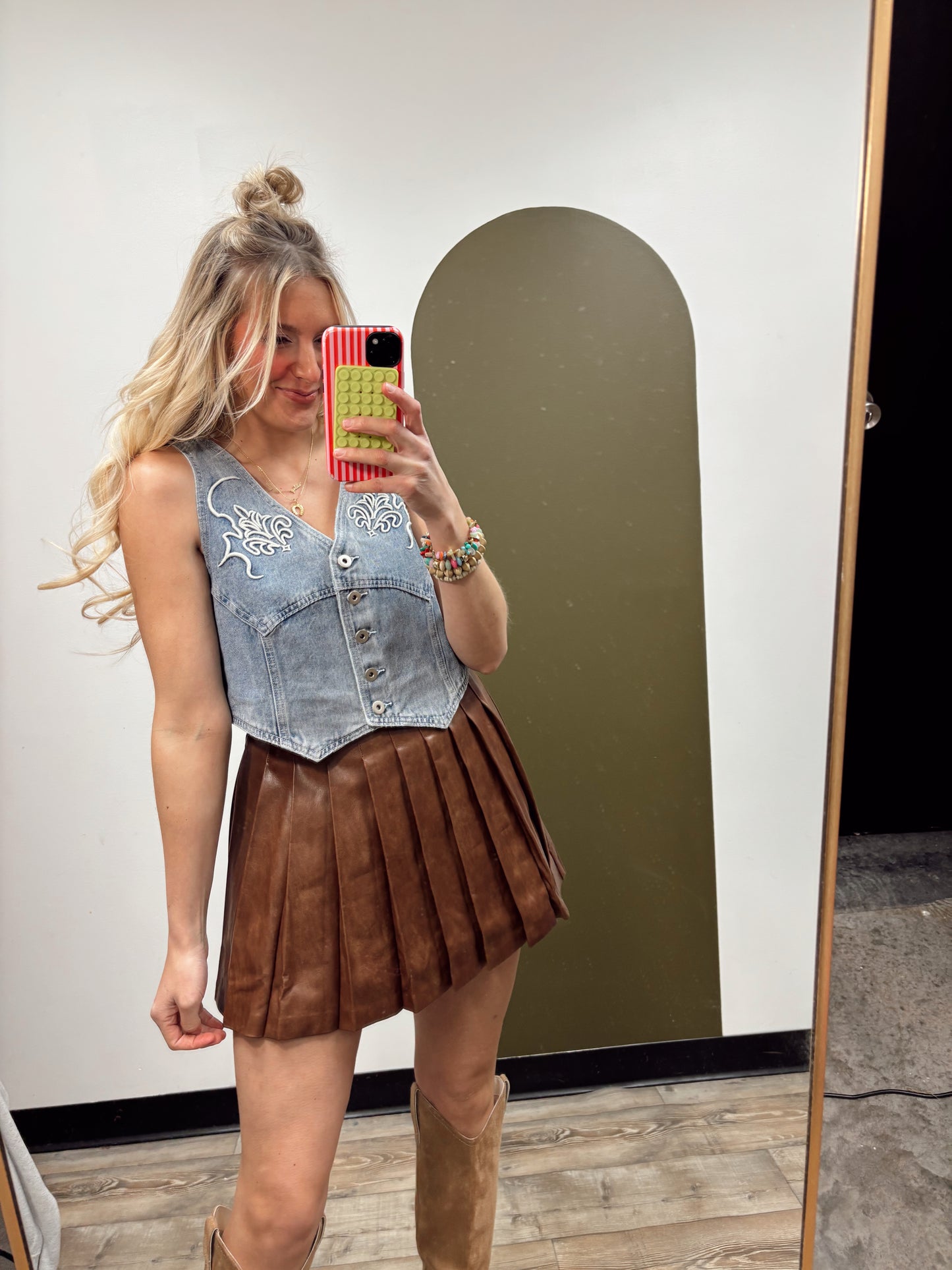 Zoey Emb Denim Vest