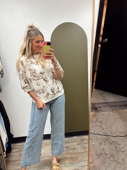 Western Theme Knit Top