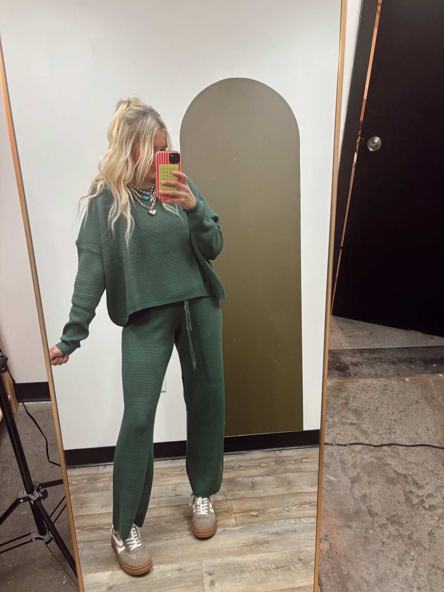 Rosy Textured Sweat Set (Green)