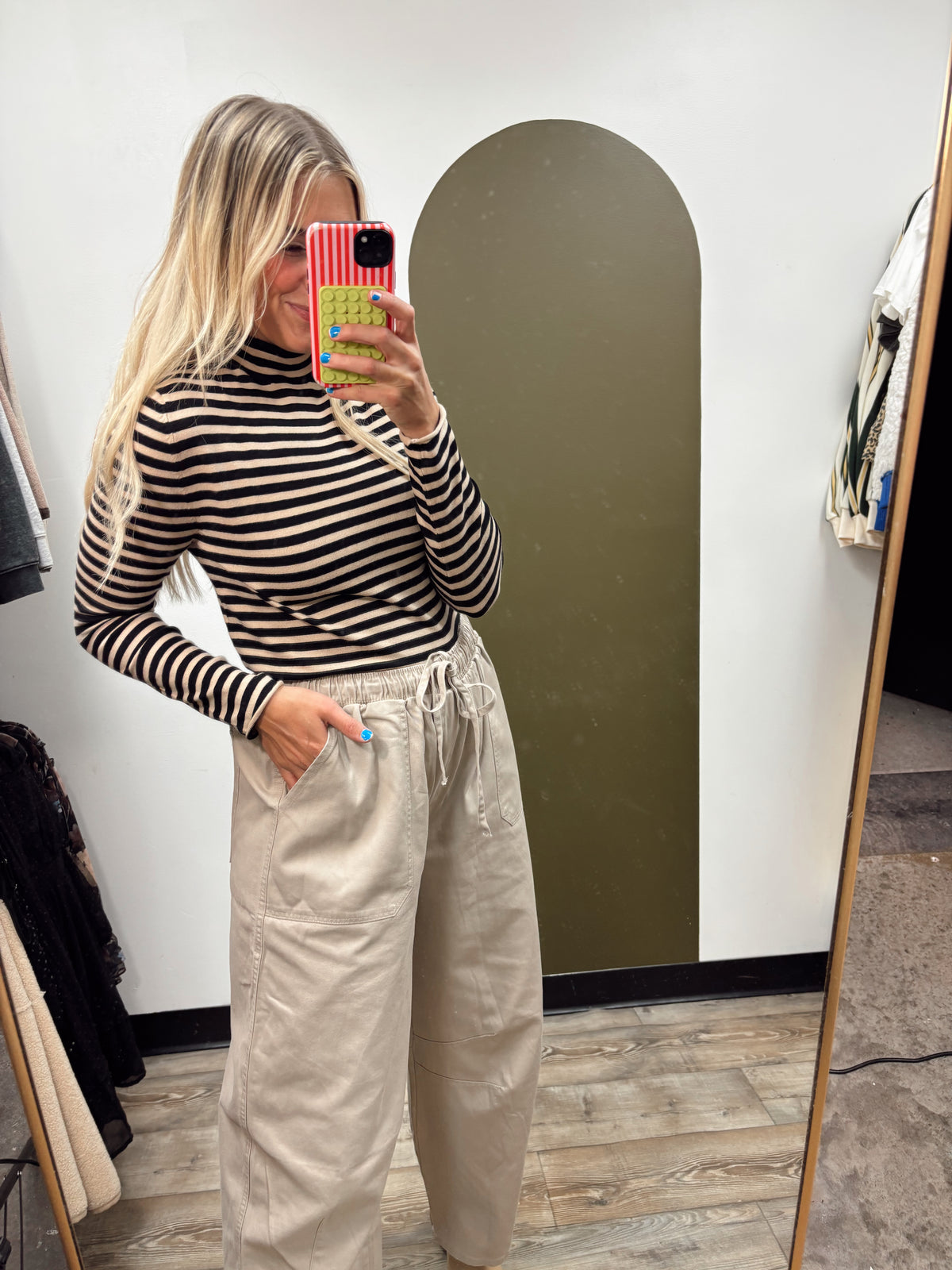 Becca Mock Neck Stripe Top