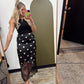 Lace Trim Polka Midi Skirt