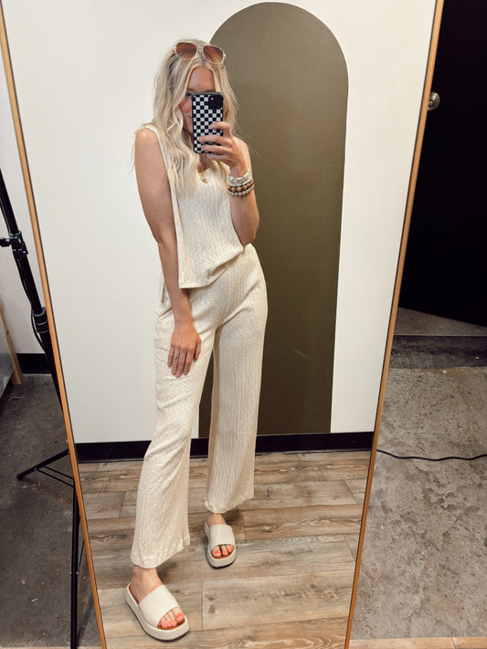 Paula Wide Leg Pant (Cream)