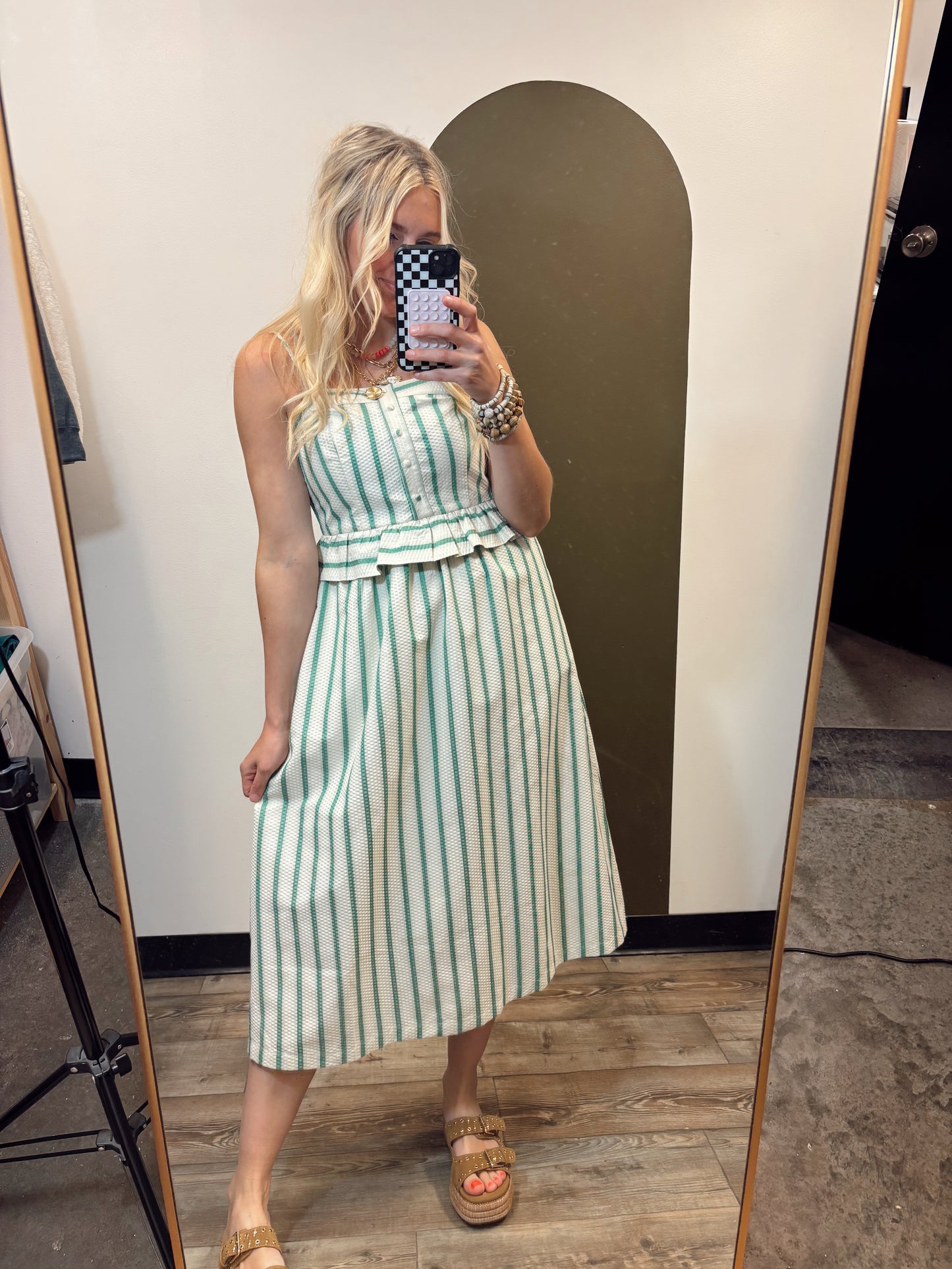 Lena Stripe Midi Dress