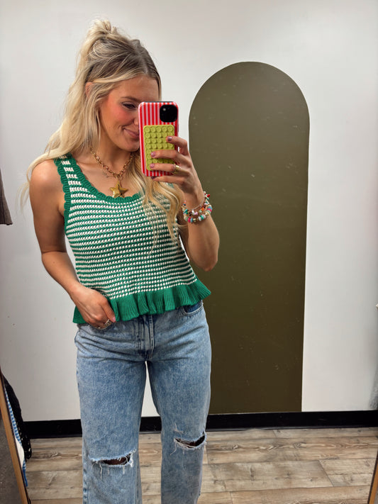 Peplum Knit Tank (Green)