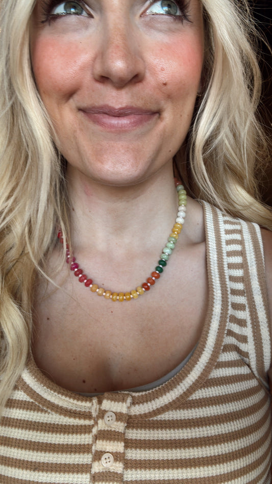 Rainbow Gem Necklace (Watermelon)