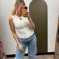 Button And Rib Tank (White)