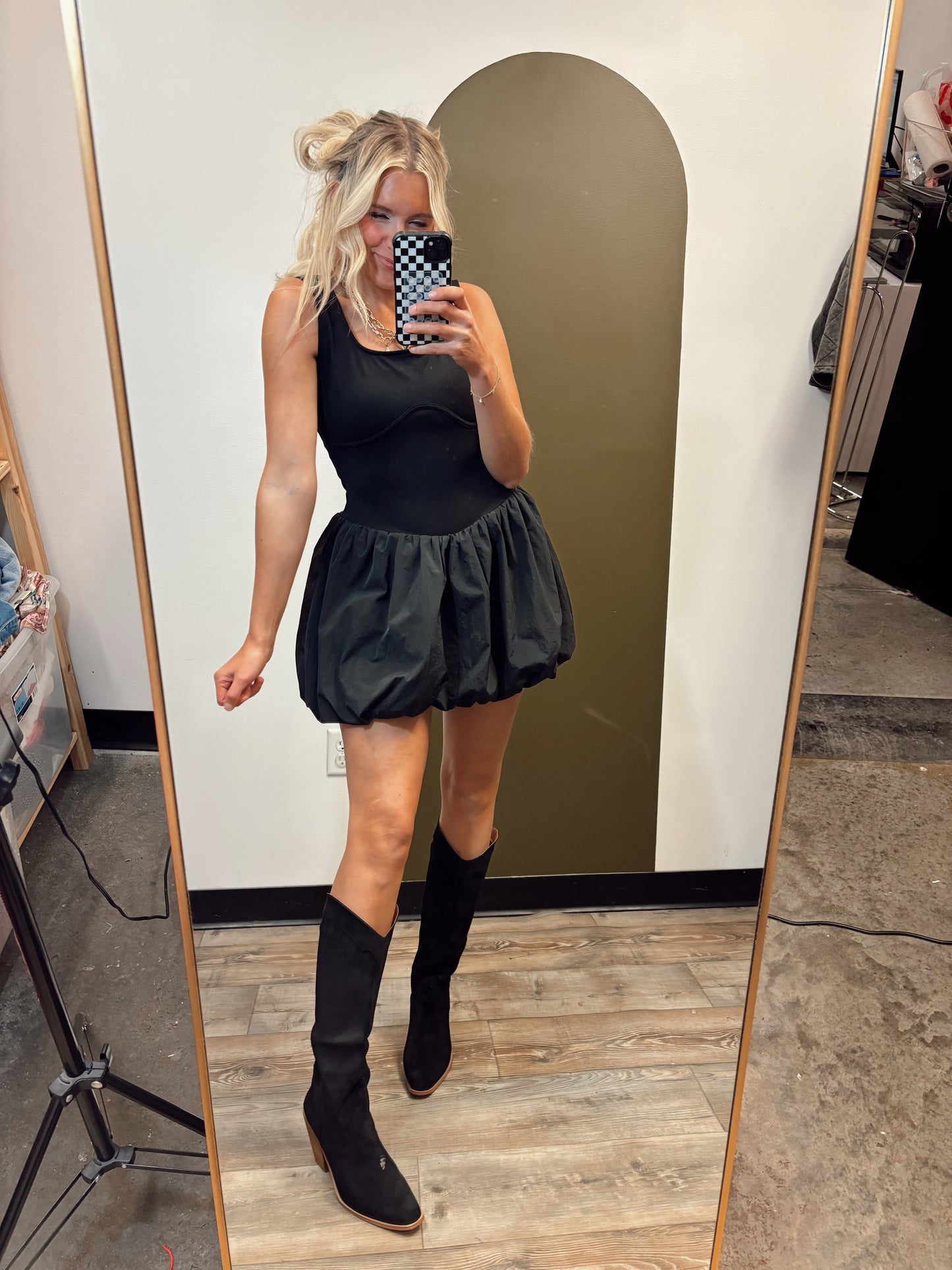 Material Girl Bubble Dress (Black)