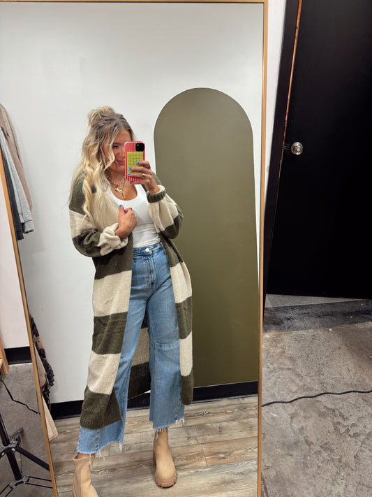 Chunky Stripe Long Cardigan