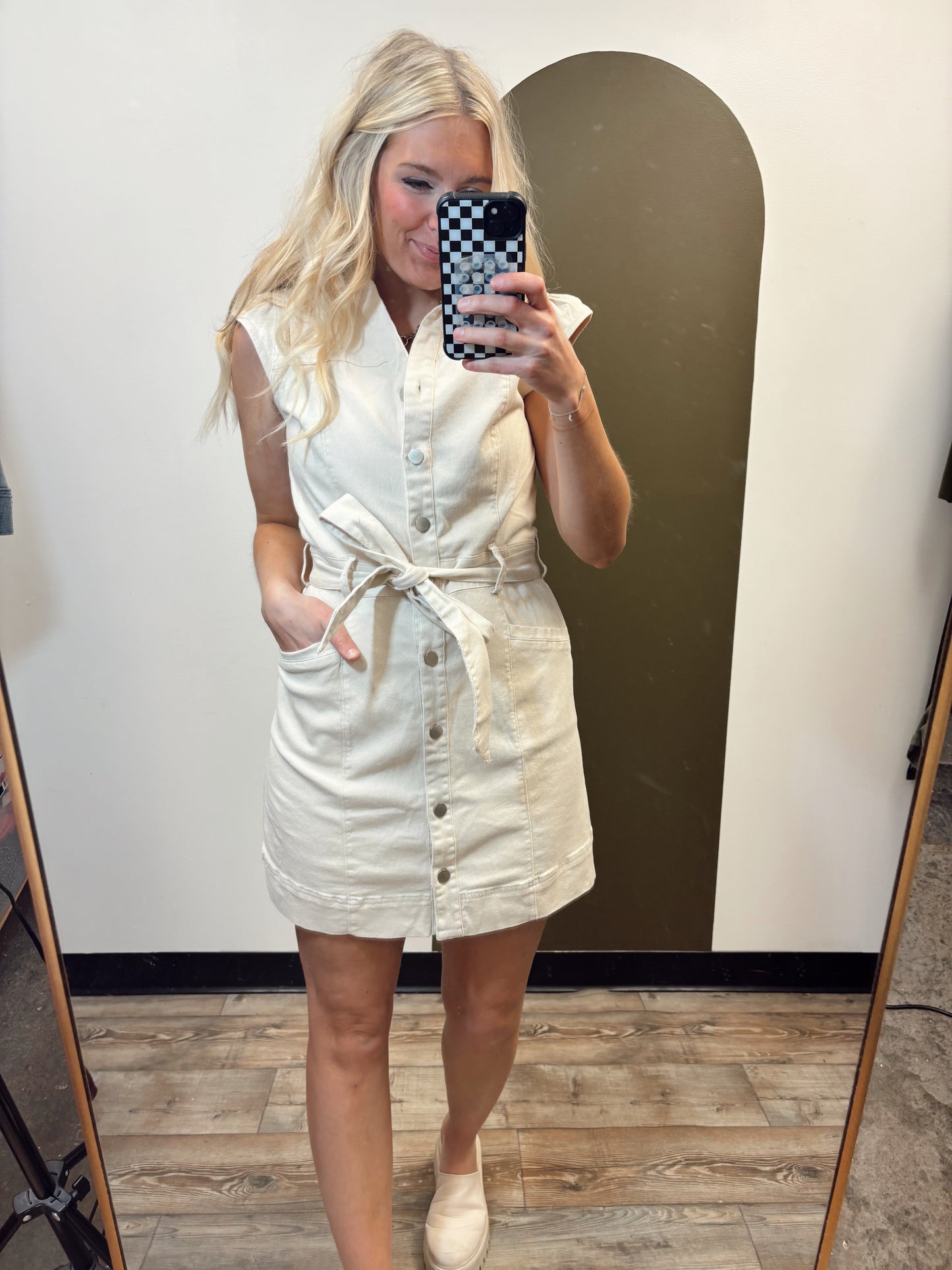 Kathleen Button Dress (Sand)