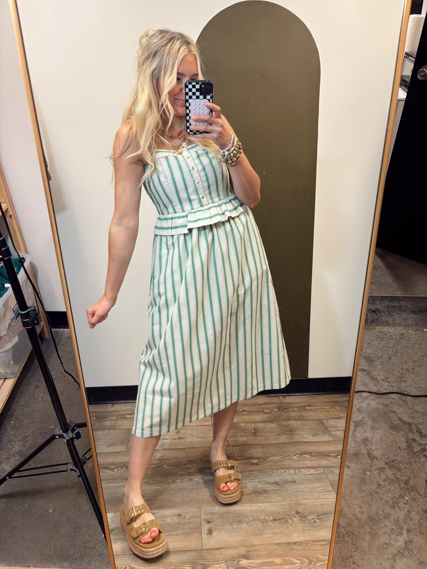 Lena Stripe Midi Dress