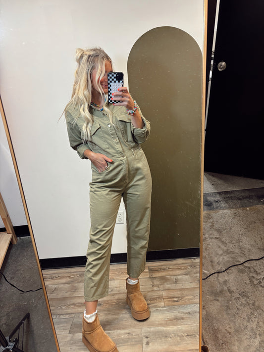 Jeanette Utility Jumpsuit (Sage)