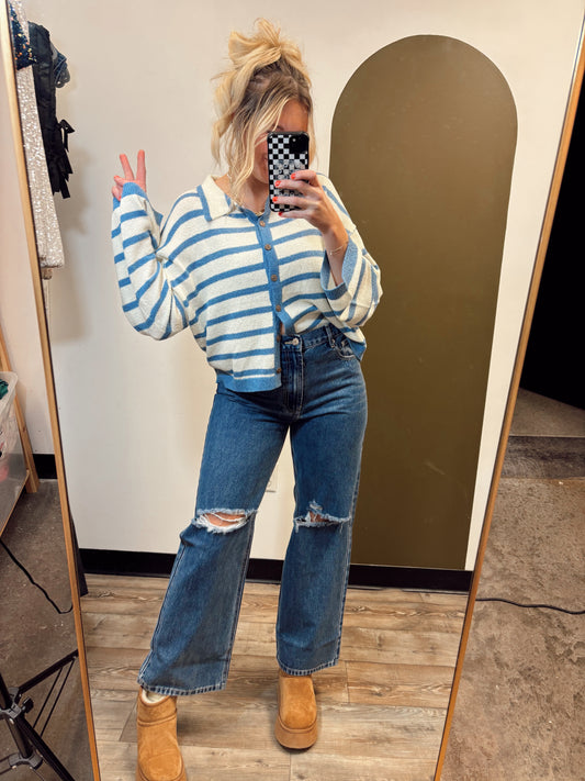 So Retro Stripe Cardy (Blue)