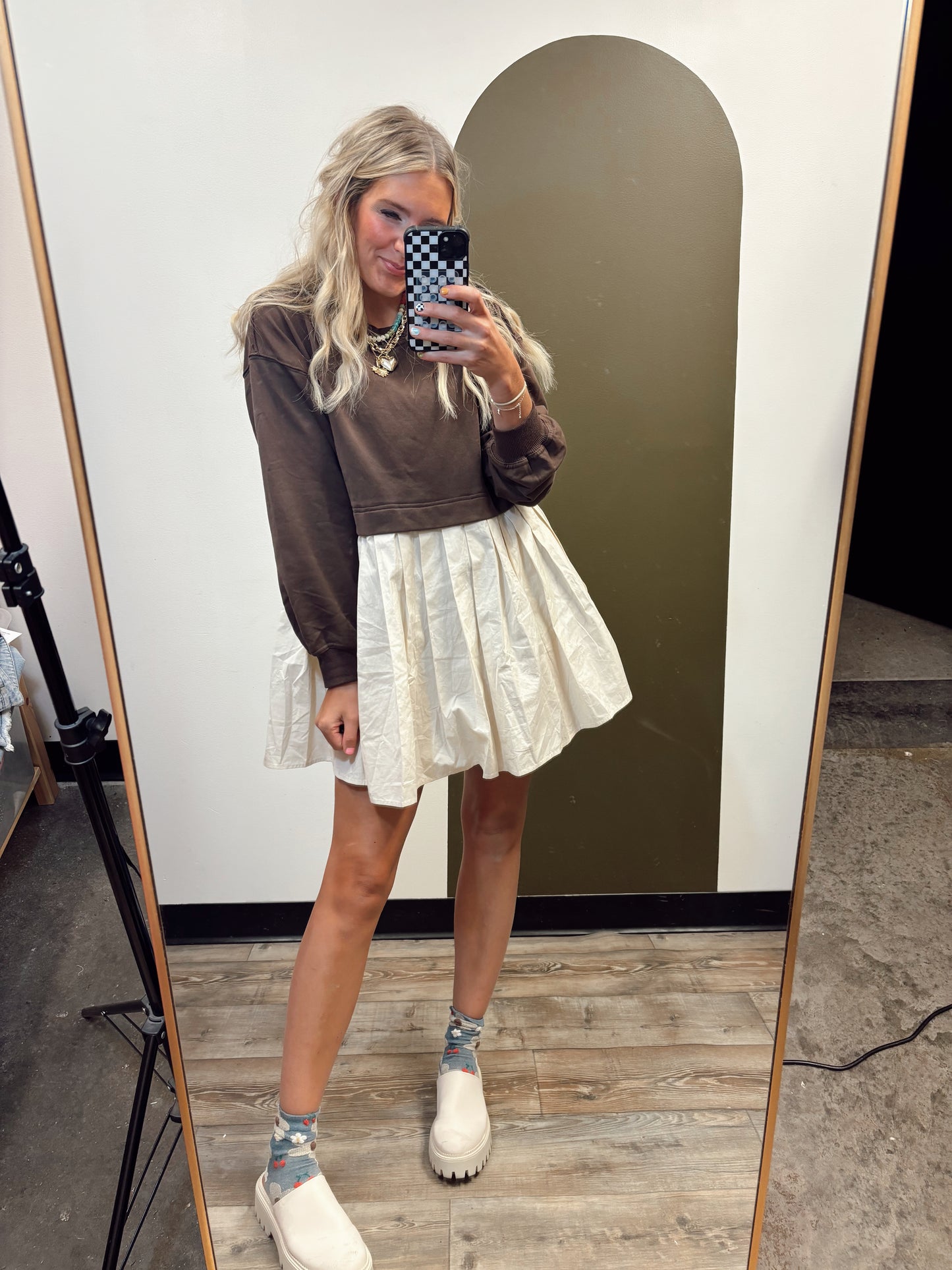 Lottie 2fer Dress (Brown)