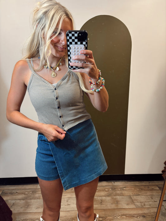 Heat Wave Button Tank (Stripe)