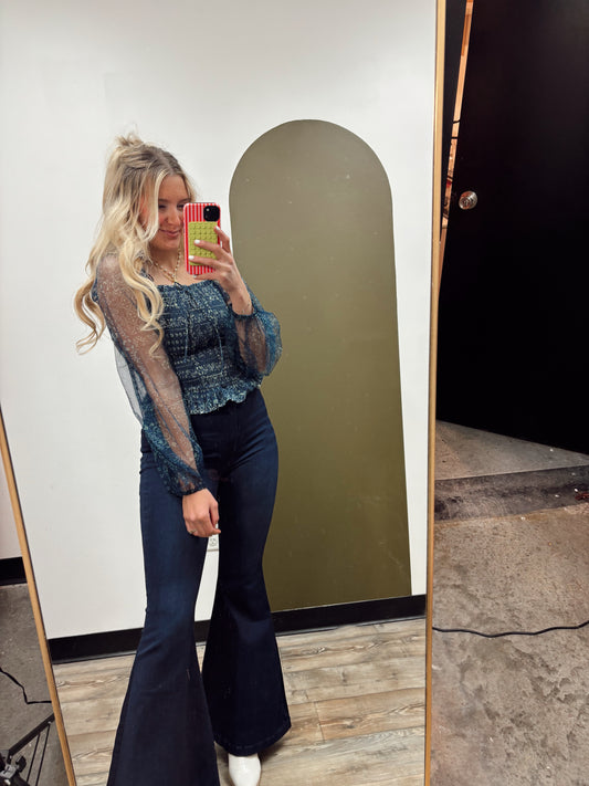Zoey Smocked Top (Navy)