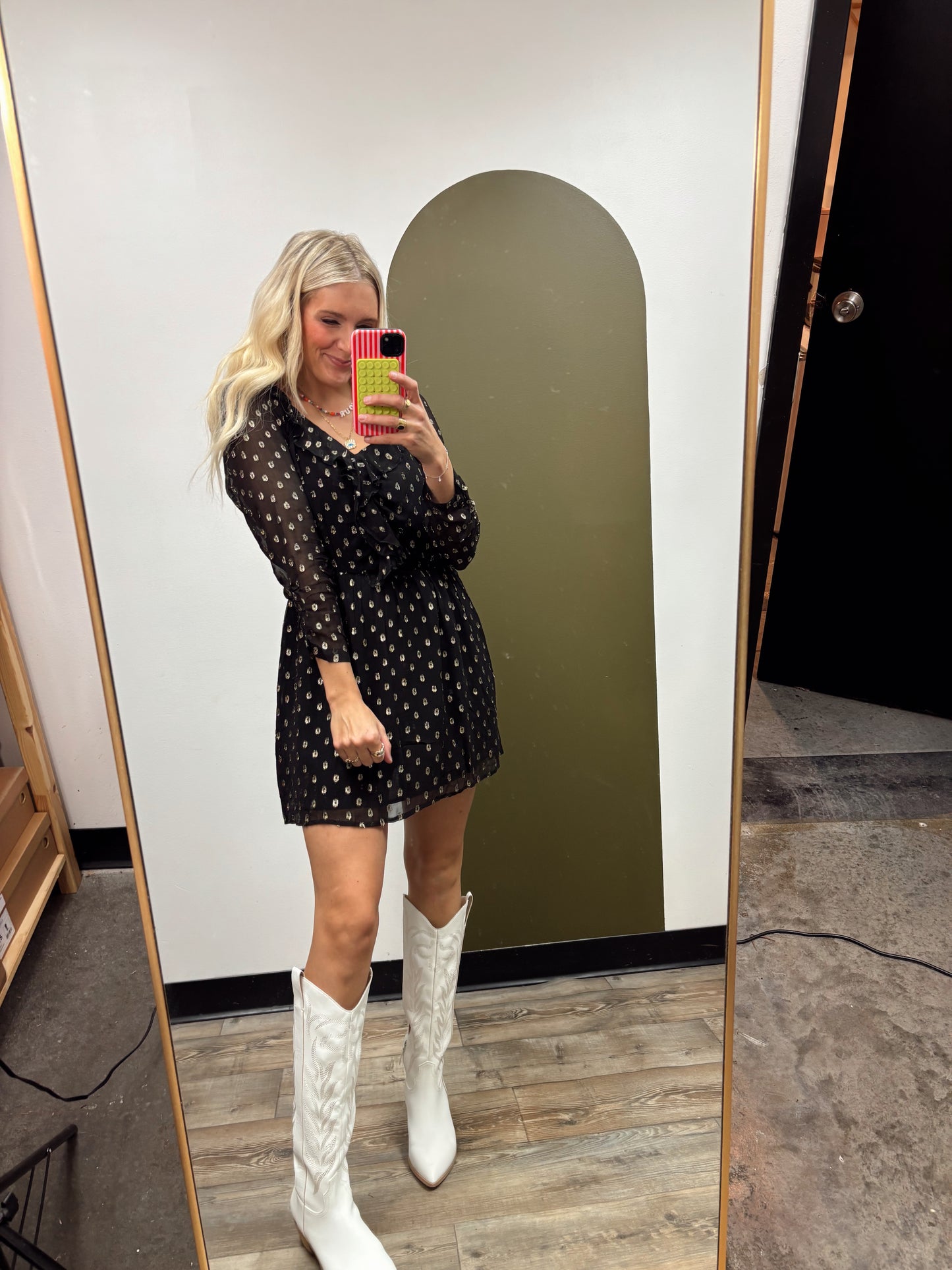 Nadia Lurex Dot Dress (Black)