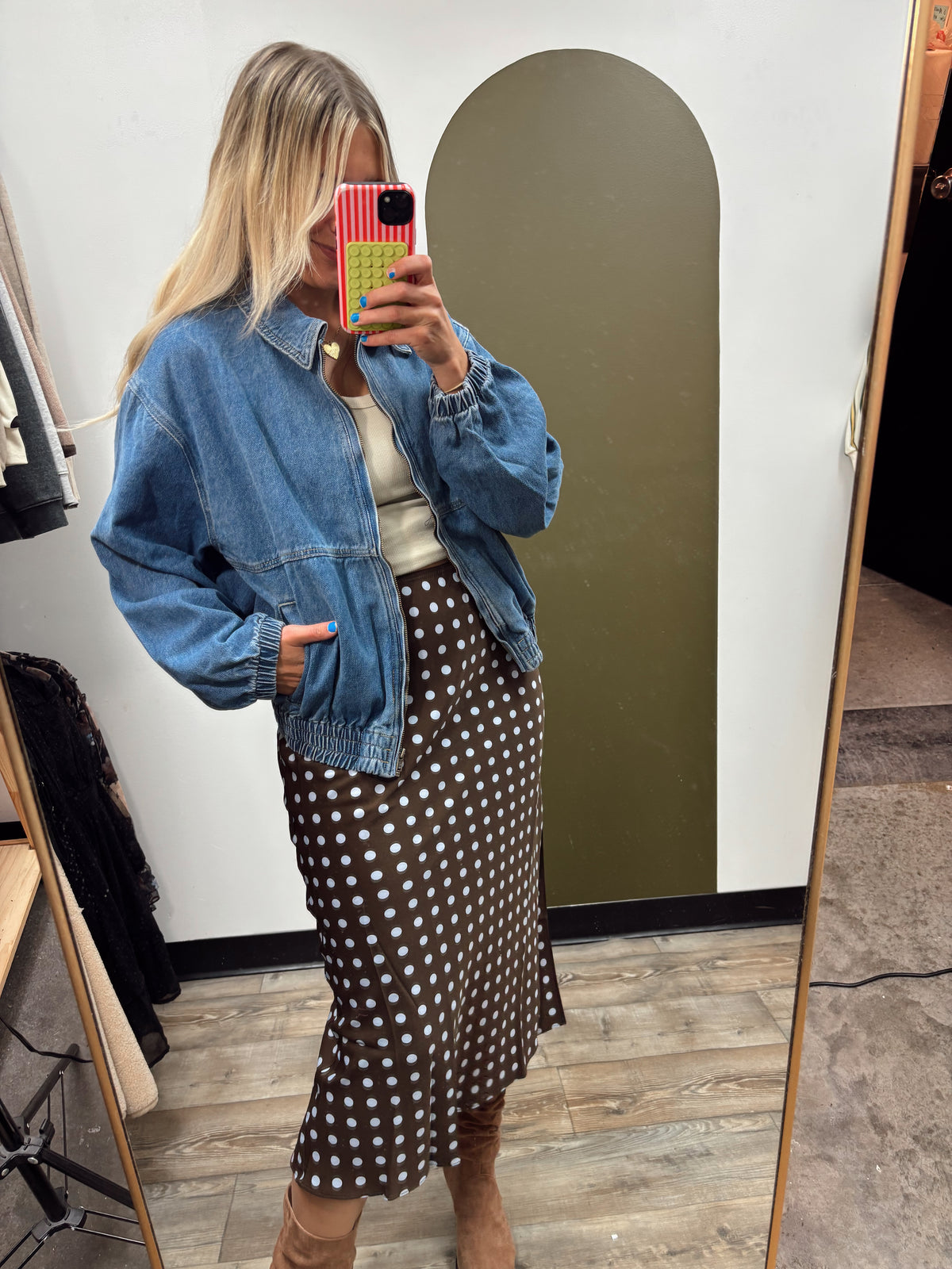 Skyfall Polka Dot Midi Skirt