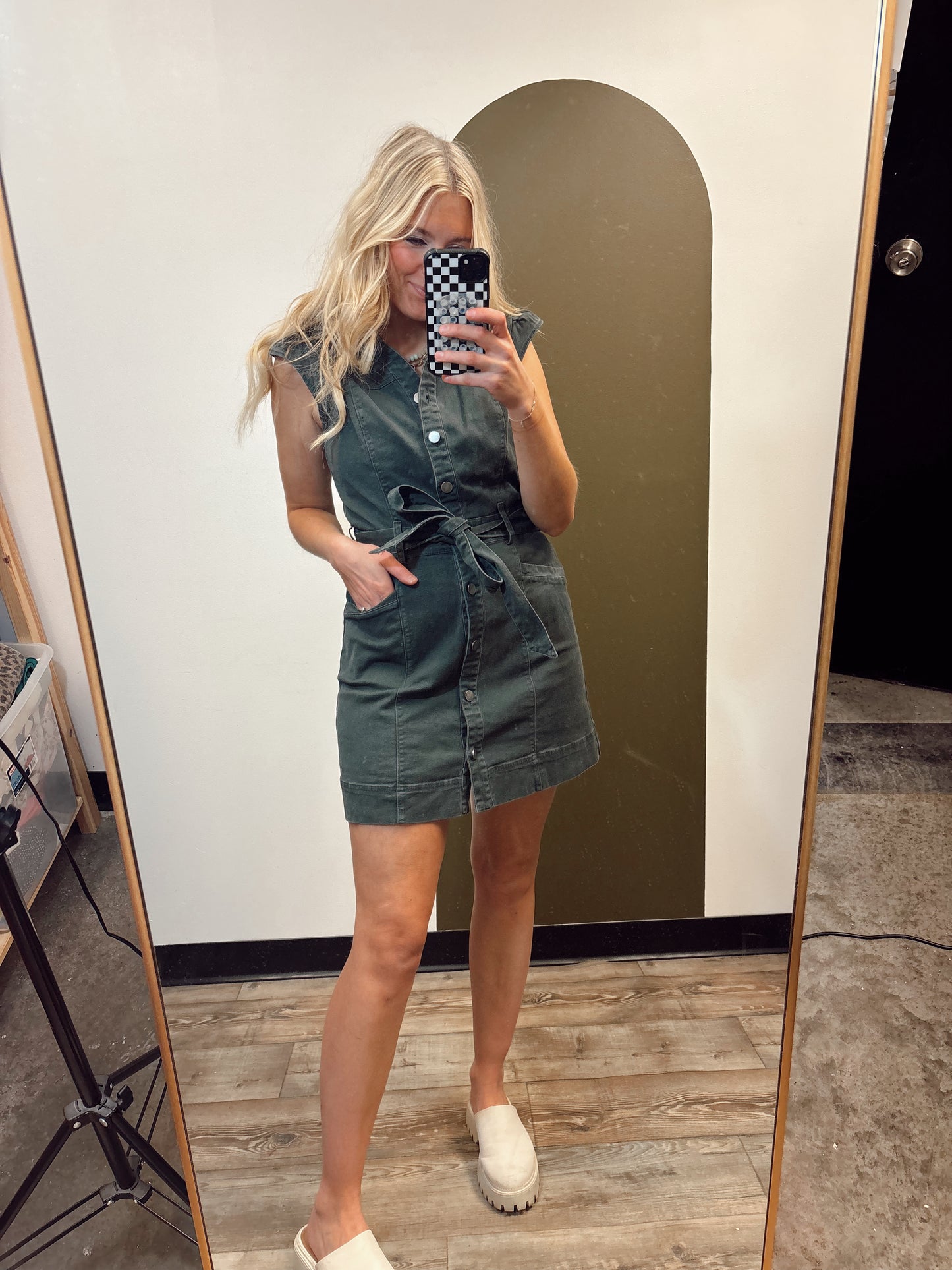 Kathleen Button Dress (Grey)