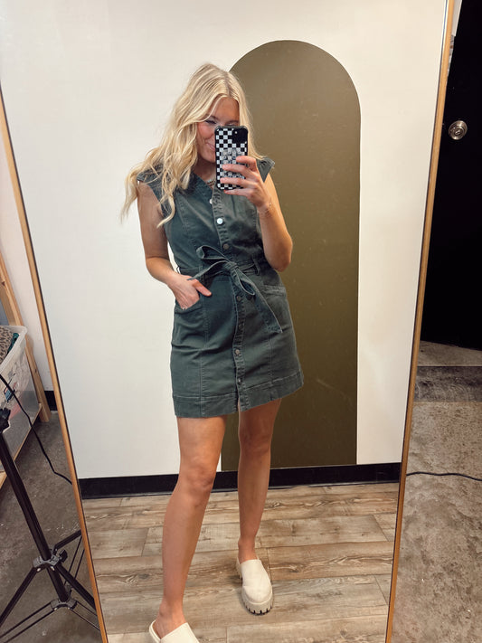 Kathleen Button Dress (Grey)
