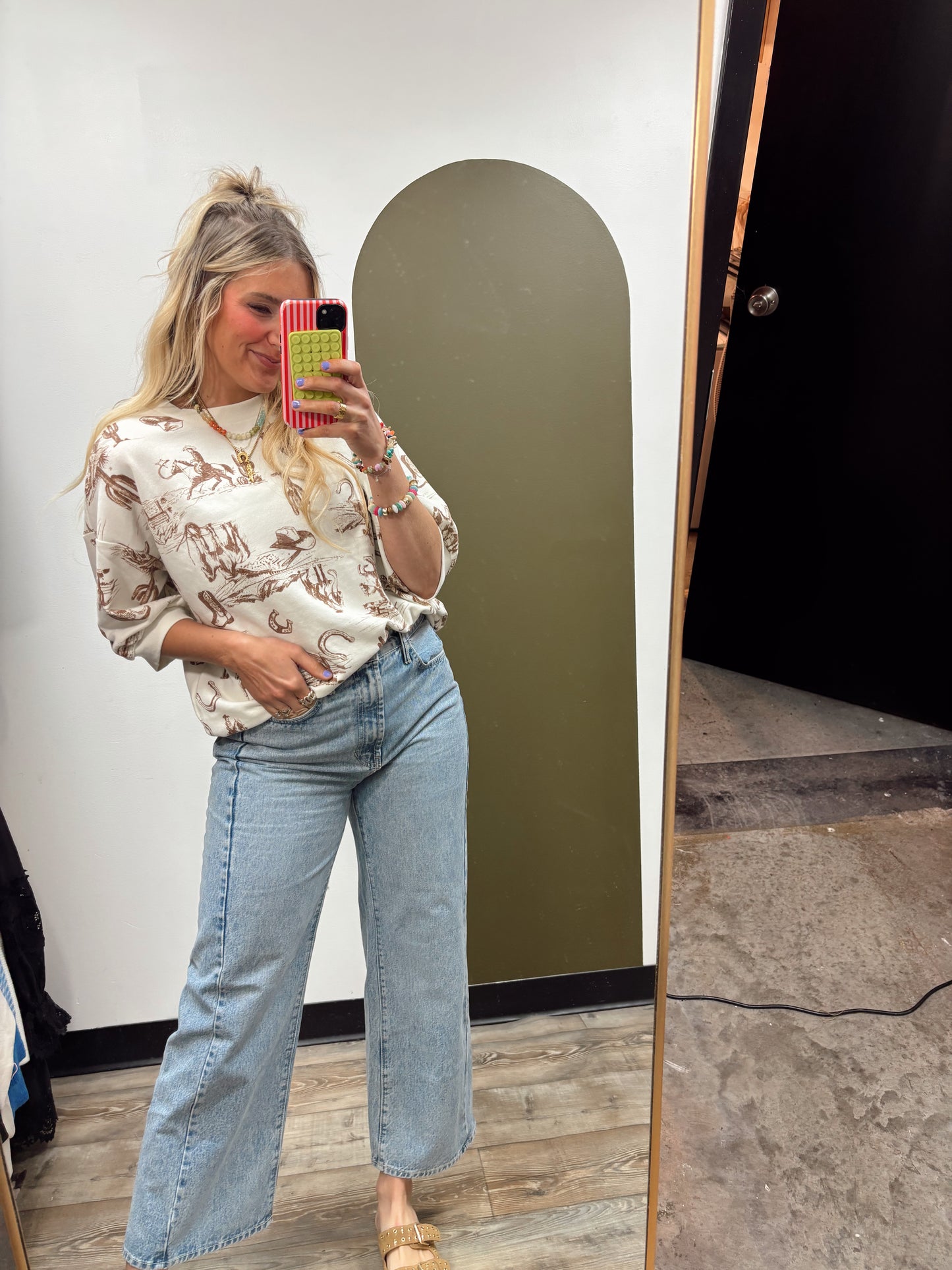 Western Theme Knit Top