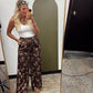 Horse Print Satin Pant (Chocolate)
