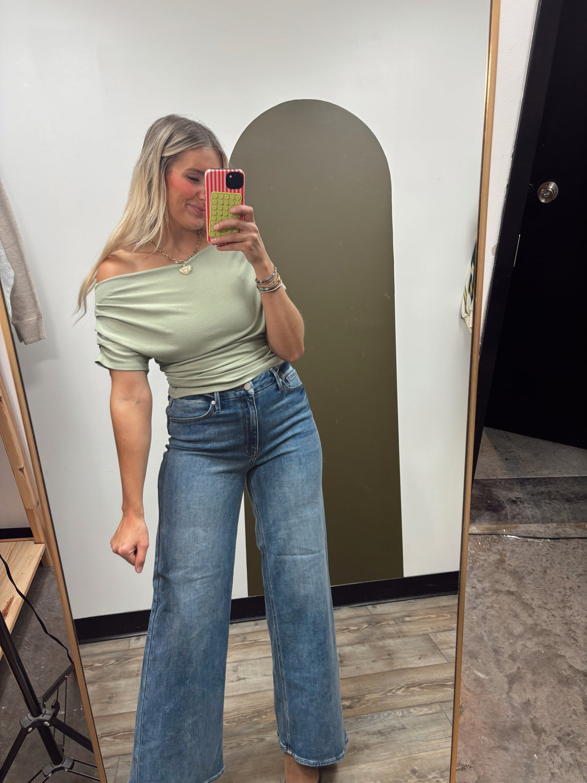 Asa Off Shoulder Top (Sage)
