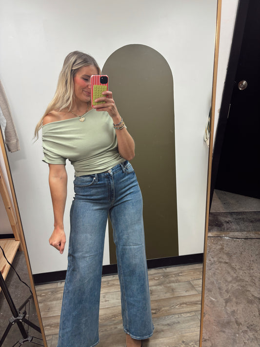 Asa Off Shoulder Top (Sage)