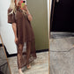 Lace Patchwork Maxi Dress (Brown)